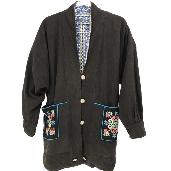 Womens Reversible Handmade Cross Stitch Yukata Jacket - Picture 8 of 15
